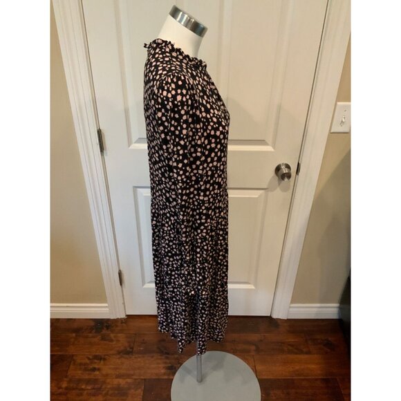 Boden Pink & Black Spotted Ruffle Collar Dress, Size 12L - Picture 3 of 7